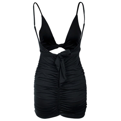 Summer Hollow Out Sexy Warp V Neck Backless Bow Tie Party Beach Casual Bandage Bodycon Dress Women The Clothing Company Sydney