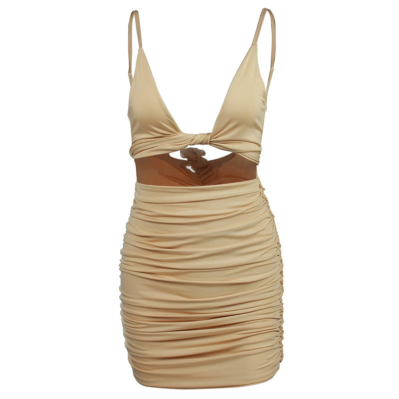 Summer Hollow Out Sexy Warp V Neck Backless Bow Tie Party Beach Casual Bandage Bodycon Dress Women The Clothing Company Sydney