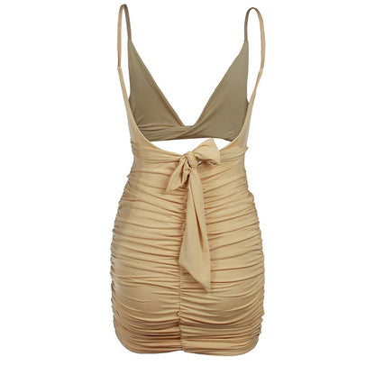 Summer Hollow Out Sexy Warp V Neck Backless Bow Tie Party Beach Casual Bandage Bodycon Dress Women The Clothing Company Sydney