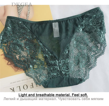 3 Piece Low-rise White+Green+Red wine Underwear Lace Transparent Briefs Hollow Out Embroidery Panty The Clothing Company Sydney