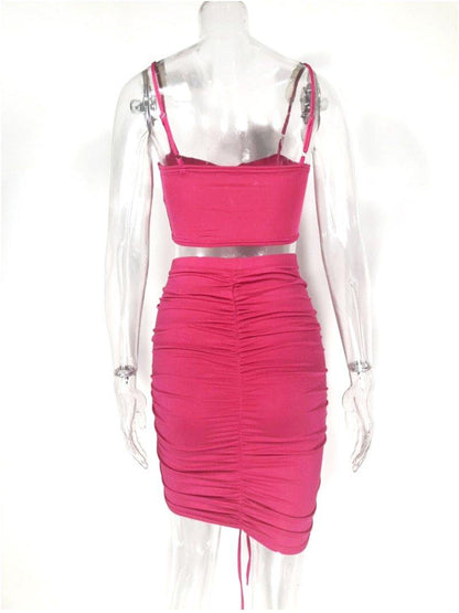 2 Piece Set Women Green Summer Outfits Ruched Tight Sexy Two Piece Set Crop Top And Skirt Set Club Wear Matching Sets The Clothing Company Sydney