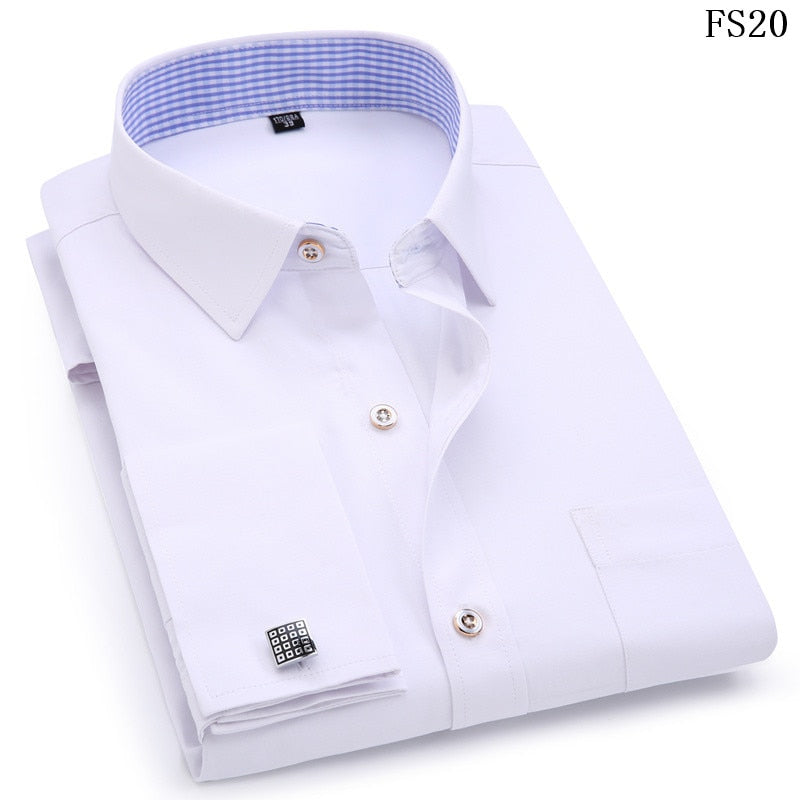 Men's French Cufflinks Long sleeves Shirts Black White Blue Yellow Lapel Male Business Dress shirt Fit Wedding Party Men Clothin The Clothing Company Sydney