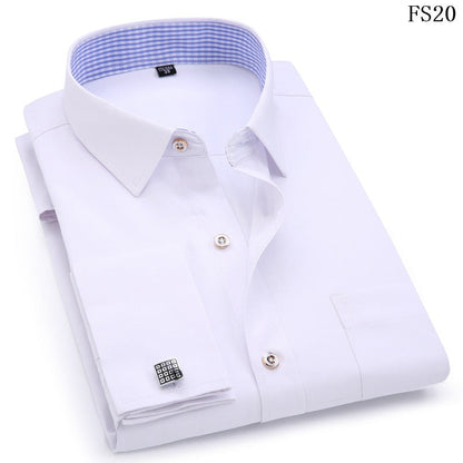 Men's French Cufflinks Long sleeves Shirts Black White Blue Yellow Lapel Male Business Dress shirt Fit Wedding Party Men Clothin The Clothing Company Sydney