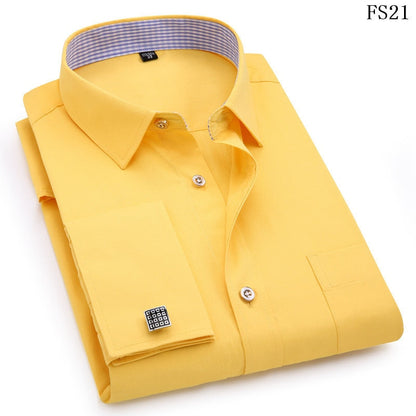 Men's French Cufflinks Long sleeves Shirts Black White Blue Yellow Lapel Male Business Dress shirt Fit Wedding Party Men Clothin The Clothing Company Sydney