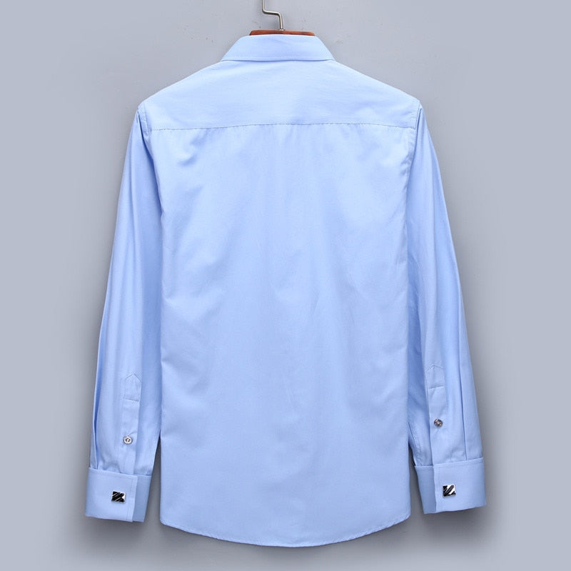 Men's French Cufflinks Long sleeves Shirts Black White Blue Yellow Lapel Male Business Dress shirt Fit Wedding Party Men Clothin The Clothing Company Sydney