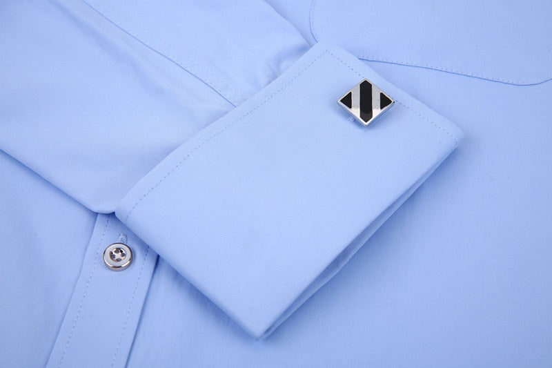 Men's French Cufflinks Long sleeves Shirts Black White Blue Yellow Lapel Male Business Dress shirt Fit Wedding Party Men Clothin The Clothing Company Sydney