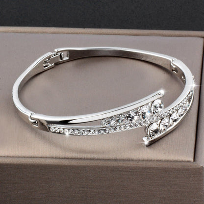 Dazzling Cubic Zirconia Hollow Bangle Cuff Luxury Crystal Bracelet The Clothing Company Sydney
