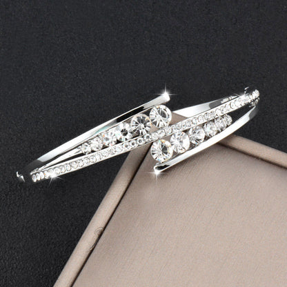 Dazzling Cubic Zirconia Hollow Bangle Cuff Luxury Crystal Bracelet The Clothing Company Sydney