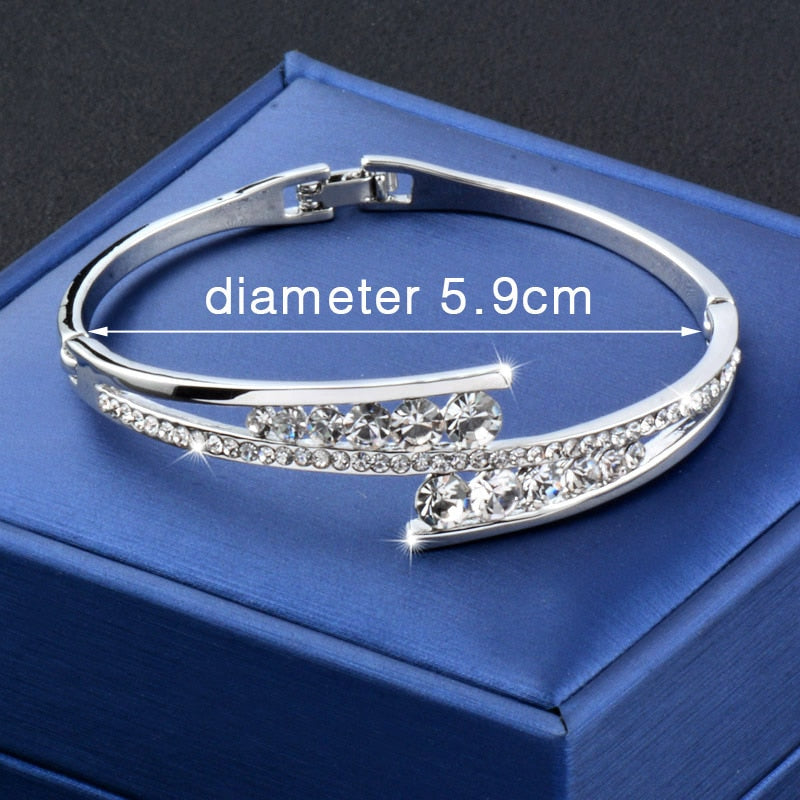 Dazzling Cubic Zirconia Hollow Bangle Cuff Luxury Crystal Bracelet The Clothing Company Sydney
