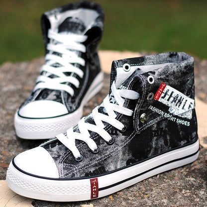 Casual Blue Canvas Vulcanized Shoes Male High Top Sneakers The Clothing Company Sydney