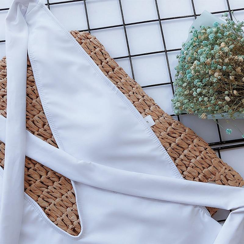 Deep V Swimsuit One Piece Swimwear Bandage White Swimsuit Beach Wear Bathing Suit Monokini The Clothing Company Sydney