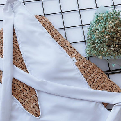 Deep V Swimsuit One Piece Swimwear Bandage White Swimsuit Beach Wear Bathing Suit Monokini The Clothing Company Sydney