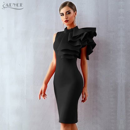 Sleeveless Ruffle Bodycon Midi Night Club Dress in 5 Colours The Clothing Company Sydney