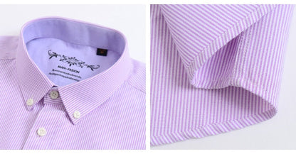 Men's Long Sleeve Contrast Plaid/Striped Oxford Dress Shirt with Left Chest Pocket Male Casual Slim-fit Buttoned Down Shirts The Clothing Company Sydney