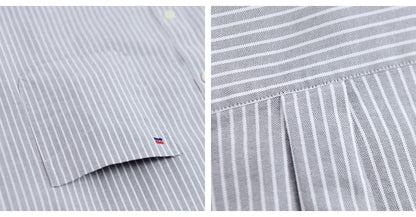 Men's Long Sleeve Contrast Plaid/Striped Oxford Dress Shirt with Left Chest Pocket Male Casual Slim-fit Buttoned Down Shirts The Clothing Company Sydney