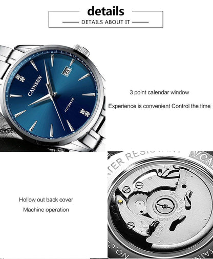 Automatic Mechanical Men's Watch Stainless Steel Japan NH35A Curved Glass Business Fashion Leisure Waterproof Wrist Watch The Clothing Company Sydney