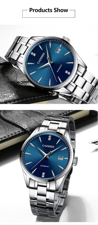 Automatic Mechanical Men's Watch Stainless Steel Japan NH35A Curved Glass Business Fashion Leisure Waterproof Wrist Watch The Clothing Company Sydney