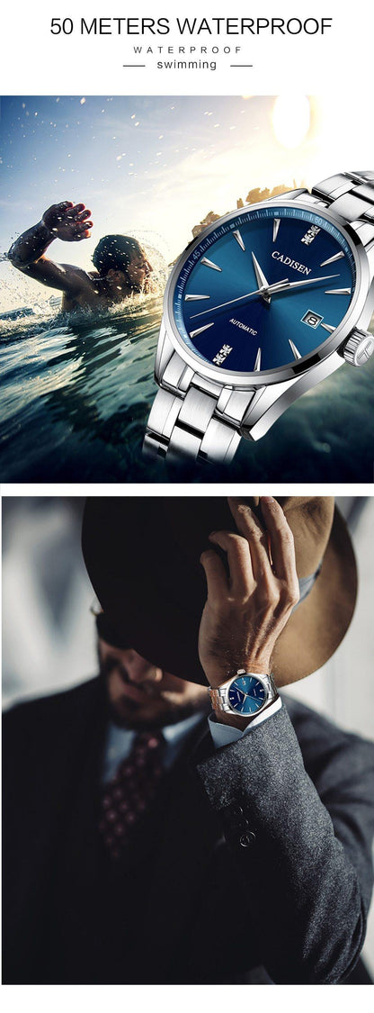 Automatic Mechanical Men's Watch Stainless Steel Japan NH35A Curved Glass Business Fashion Leisure Waterproof Wrist Watch The Clothing Company Sydney