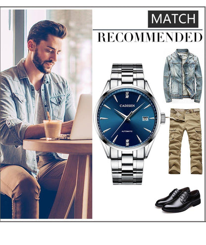 Automatic Mechanical Men's Watch Stainless Steel Japan NH35A Curved Glass Business Fashion Leisure Waterproof Wrist Watch The Clothing Company Sydney