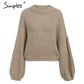 Lantern sleeve knitted pullover loose round neck red autumn casual sweater jumper The Clothing Company Sydney