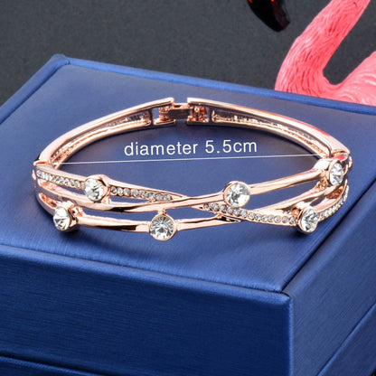 Charm Cubic Zirconia Hollow Bangle Cuff Rose Gold Silver Colour Jewellery Bracelets The Clothing Company Sydney