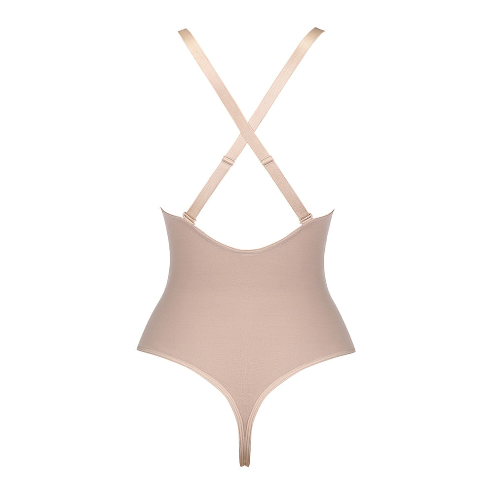 Ladies Deep V Bodysuit Strap Body Shaper Backless Thong  Seamless Shapewear Push Up Waist Trainer Corset The Clothing Company Sydney