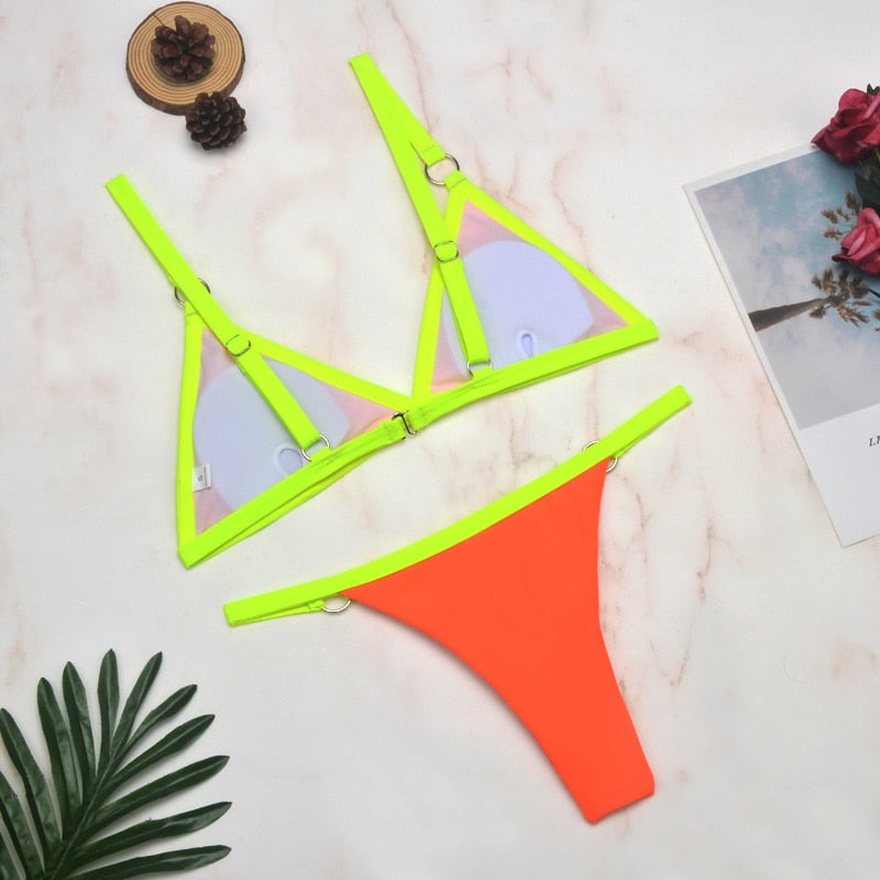 2 Piece Thong Micro Swimsuit Solid Push up Swimwear Bikini set Brazilian Bathing Suit The Clothing Company Sydney