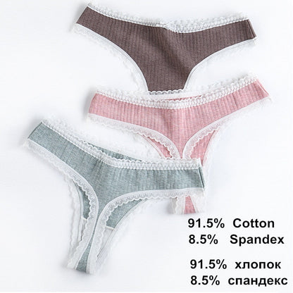 3 Pcs/Set Women Panties G-String Underwear Fashion Thong Sexy Cotton Panties Ladies G-string Soft Lingerie Solid Low Rise Panty The Clothing Company Sydney