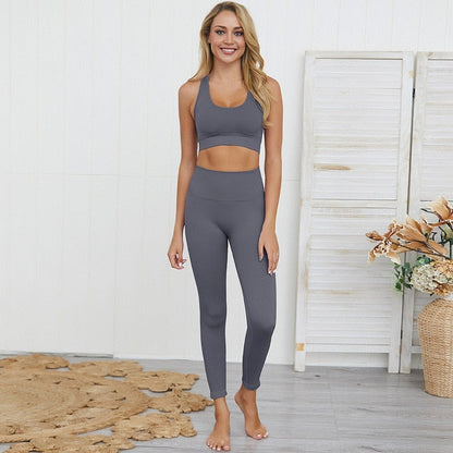 2 Piece Yoga Gym Fitness Pants Sportswear Leggings Padded Push-up Seamless Sports Athletic Bra Set The Clothing Company Sydney