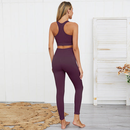 2 Piece Yoga Gym Fitness Pants Sportswear Leggings Padded Push-up Seamless Sports Athletic Bra Set The Clothing Company Sydney