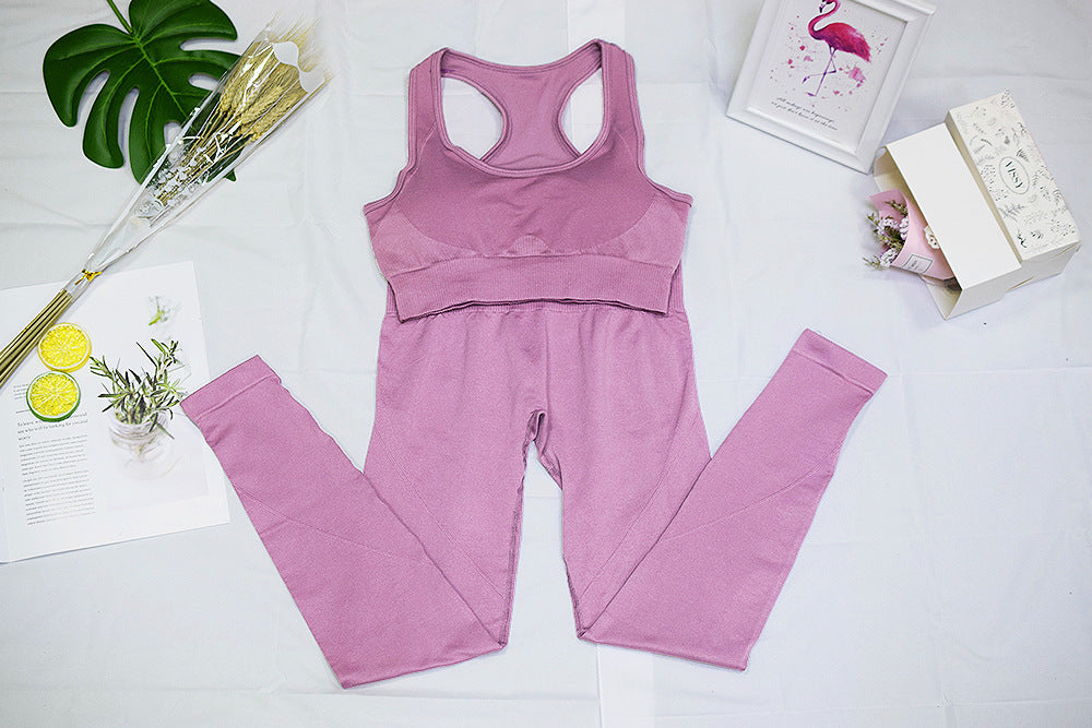 2 Piece Yoga Gym Fitness Pants Sportswear Leggings Padded Push-up Seamless Sports Athletic Bra Set The Clothing Company Sydney