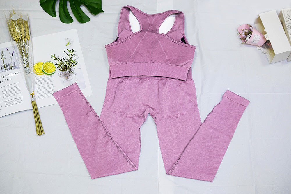 2 Piece Yoga Gym Fitness Pants Sportswear Leggings Padded Push-up Seamless Sports Athletic Bra Set The Clothing Company Sydney