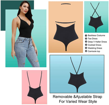 Ladies Deep V Bodysuit Strap Body Shaper Backless Thong  Seamless Shapewear Push Up Waist Trainer Corset The Clothing Company Sydney