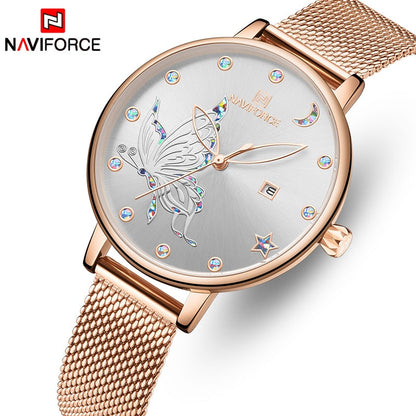 Luxury Crystal Watch Top Brand Rose Gold Steel Mesh Ladies Wrist Watches Bracelet Watch The Clothing Company Sydney