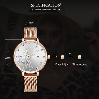 Luxury Crystal Watch Top Brand Rose Gold Steel Mesh Ladies Wrist Watches Bracelet Watch The Clothing Company Sydney