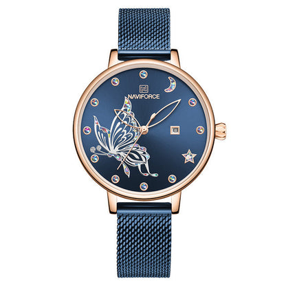 Luxury Crystal Watch Top Brand Rose Gold Steel Mesh Ladies Wrist Watches Bracelet Watch The Clothing Company Sydney