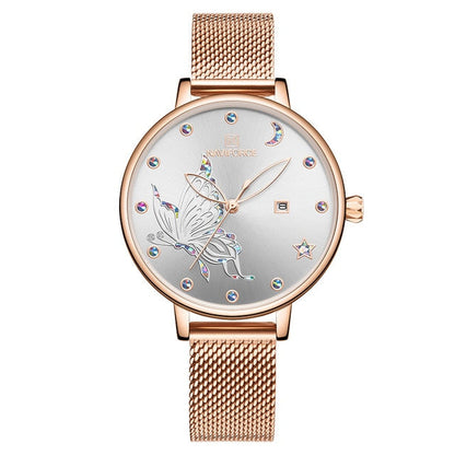 Luxury Crystal Watch Top Brand Rose Gold Steel Mesh Ladies Wrist Watches Bracelet Watch The Clothing Company Sydney