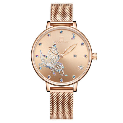 Luxury Crystal Watch Top Brand Rose Gold Steel Mesh Ladies Wrist Watches Bracelet Watch The Clothing Company Sydney