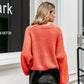 Lantern sleeve knitted pullover loose round neck red autumn casual sweater jumper The Clothing Company Sydney