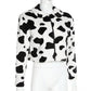 Cow Print Faux Fur Coat Women Animal Printed Casual Furry Crop Teddy Zipper Overcoat Jacket The Clothing Company Sydney
