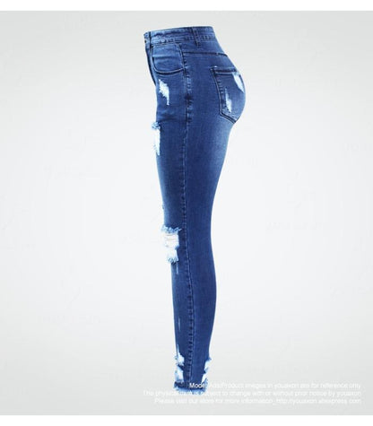 Ultra Stretchy Blue Tassel Ripped  Denim Pants Pencil Skinny Jeans The Clothing Company Sydney