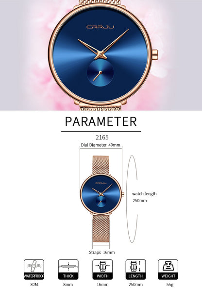 Luxury Casual Simple Ladies Daily Dress Mesh Minimalist Waterproof Quartz Wristwatch The Clothing Company Sydney