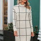 Elegant knitted Long sleeve turtleneck plaid Winter straight chic pullover sweater dress The Clothing Company Sydney
