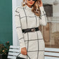 Elegant knitted Long sleeve turtleneck plaid Winter straight chic pullover sweater dress The Clothing Company Sydney