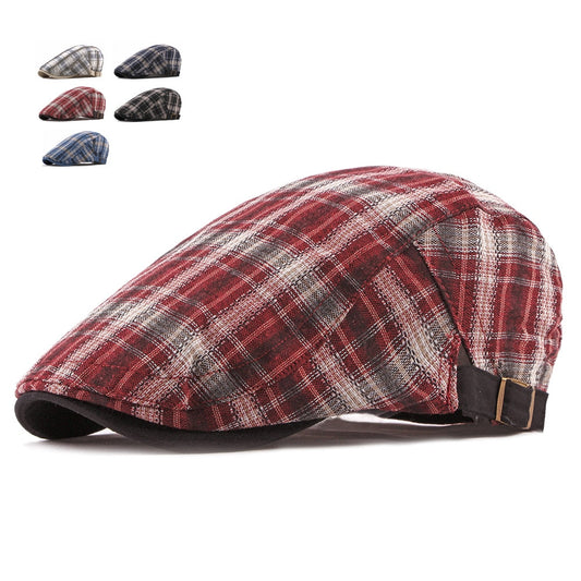 Casual Cotton Plaid Flat Adjustable Beret Flay Ivy News Boy Cap The Clothing Company Sydney