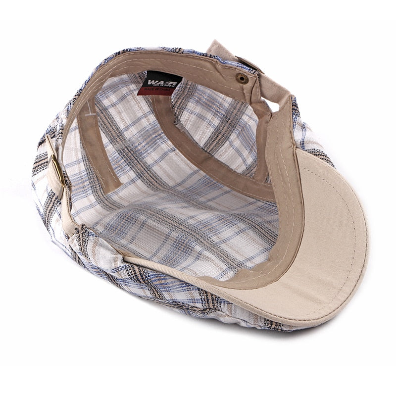 Casual Cotton Plaid Flat Adjustable Beret Flay Ivy News Boy Cap The Clothing Company Sydney