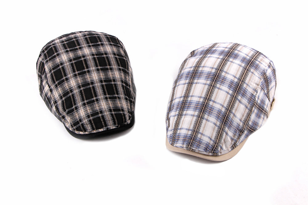 Casual Cotton Plaid Flat Adjustable Beret Flay Ivy News Boy Cap The Clothing Company Sydney