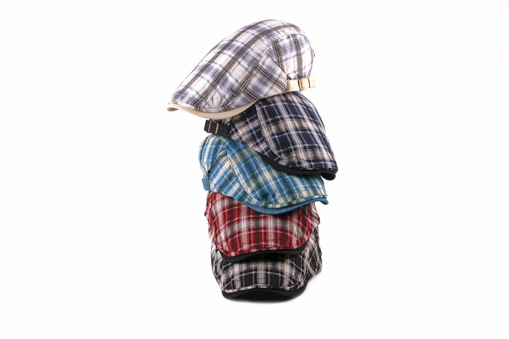 Casual Cotton Plaid Flat Adjustable Beret Flay Ivy News Boy Cap The Clothing Company Sydney