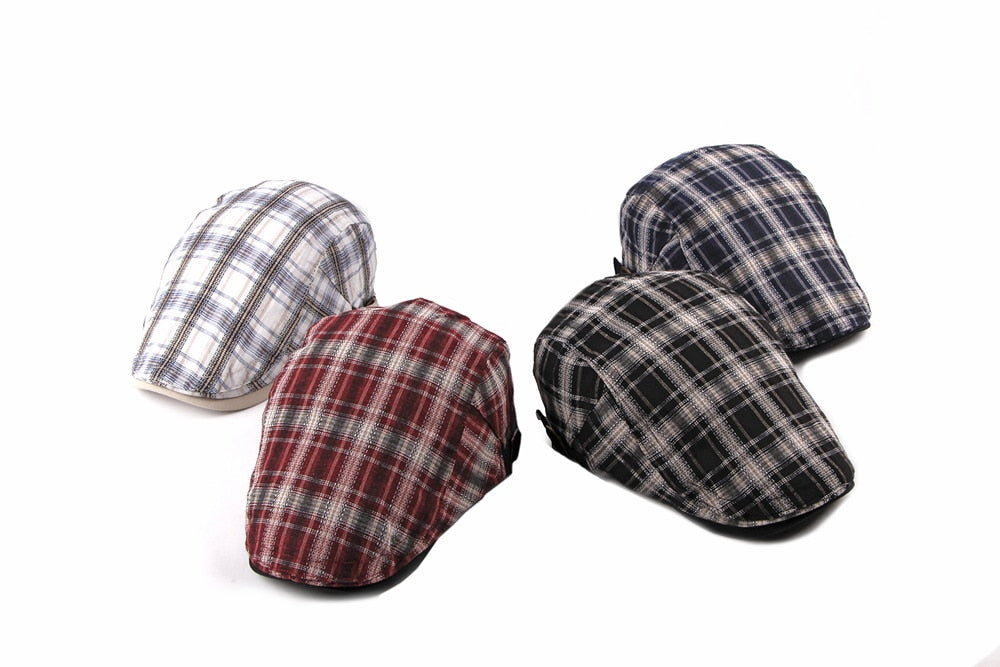 Casual Cotton Plaid Flat Adjustable Beret Flay Ivy News Boy Cap The Clothing Company Sydney