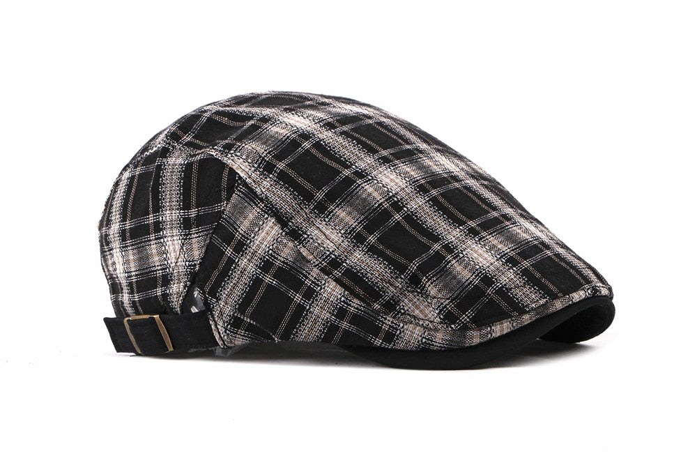 Casual Cotton Plaid Flat Adjustable Beret Flay Ivy News Boy Cap The Clothing Company Sydney